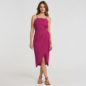 Express Fuchsia Spaghetti-Strap Draped Midi Dress